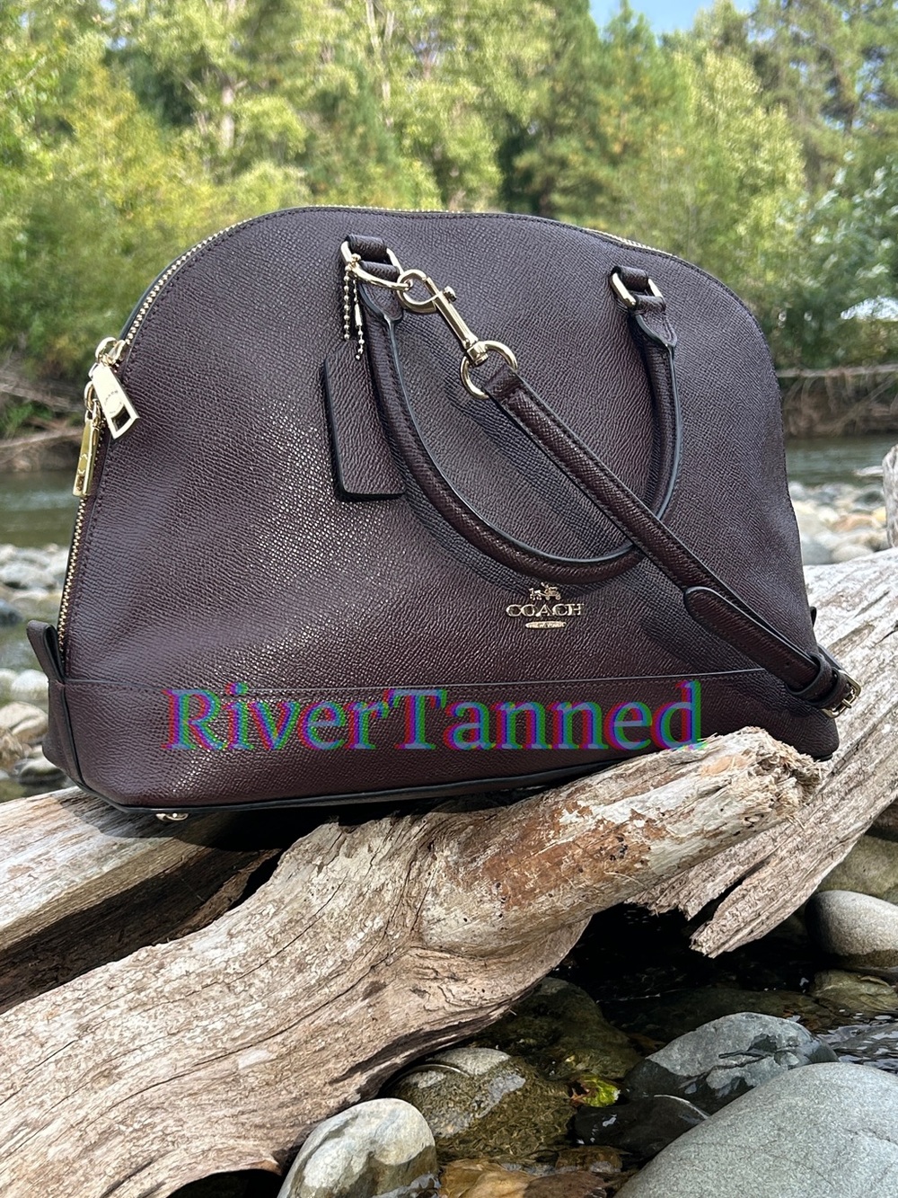 Coach Sierra Dome Crossgrain Satchel/Crossbody Bag - Deep Plum